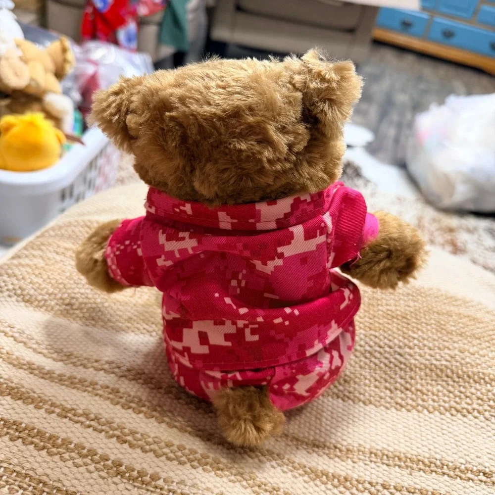 Chelsea Teddy Bear Co Brown Plush Bear in Pink Digital Camo USMC Uniform